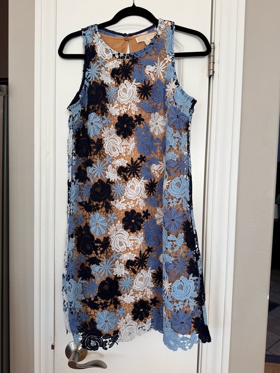 Michael Kors Dresses & Skirts - Michael Kors Navy, Light Blue & White Floral Lace Mini Dress